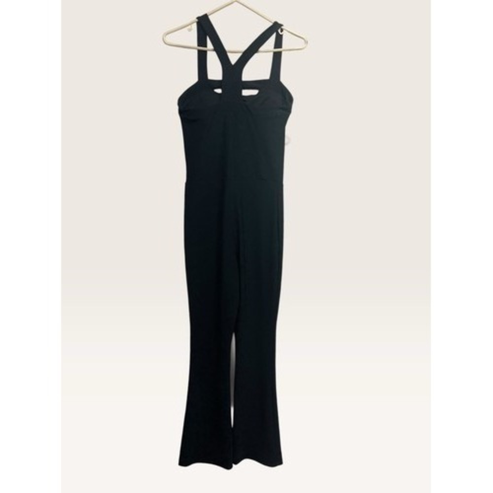 NWOT TiS By Thrive Black Flare Leg Athletic Open Back Jumpsuit Women Large China